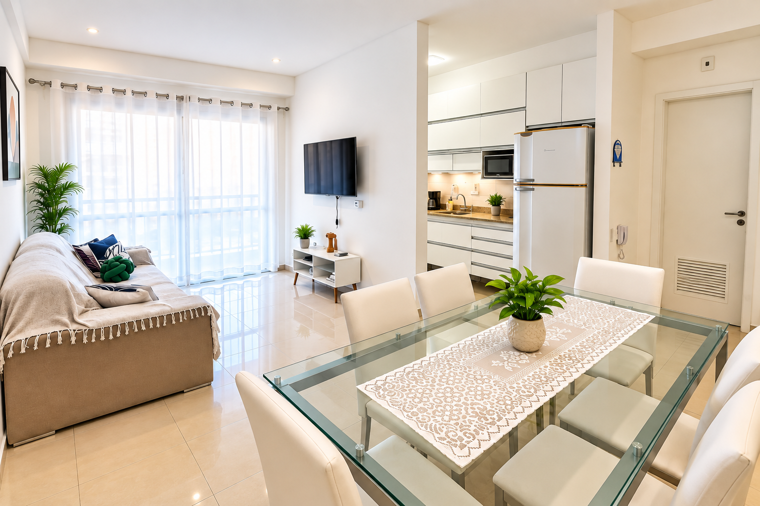 Sala de estar e jantar integrada